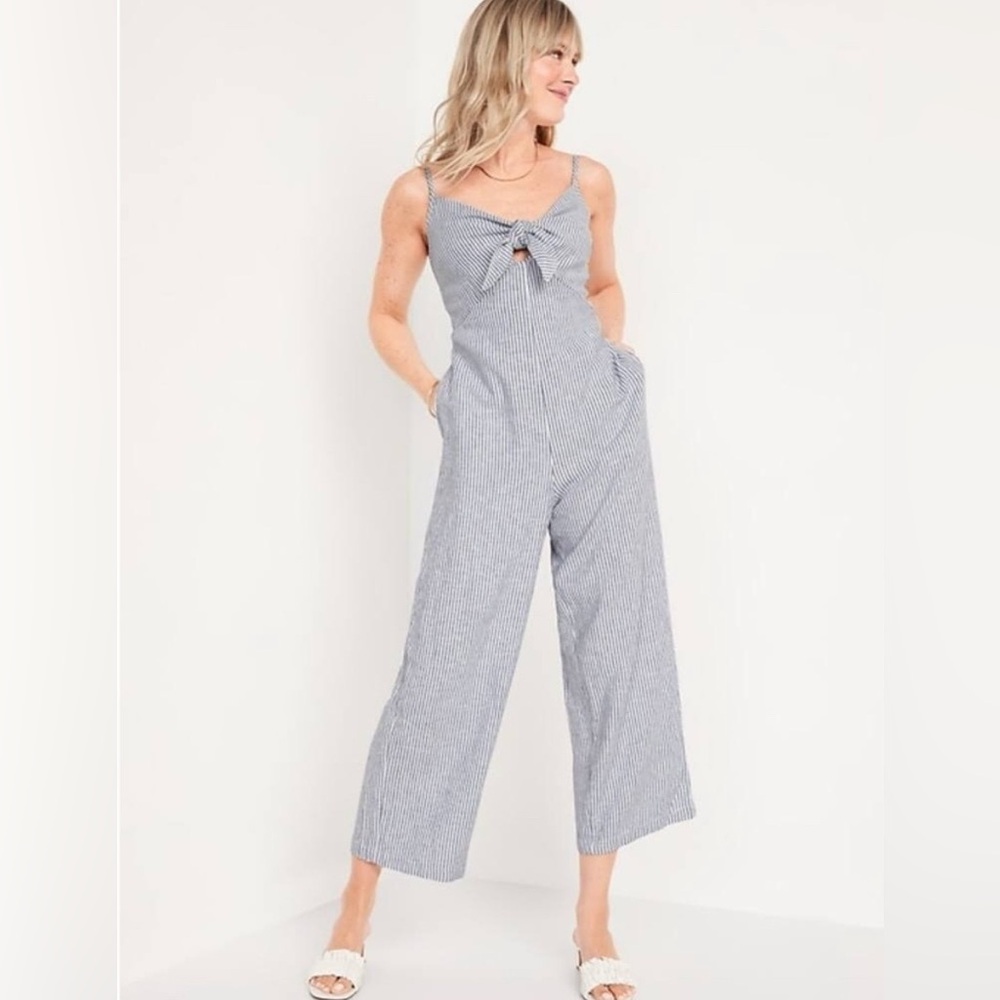 Old Navy Striped Blue Jumpsuit